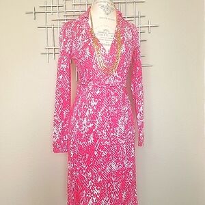 NWT Diane von Furstenberg New Jeanne Two Wrap Dress Serpent Jazzberry Size 6